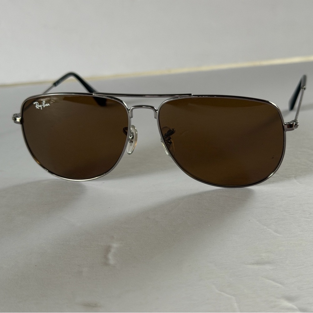 Ray-Ban Silver Frame Sunglasses with Brown Lenses
